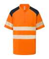 YK018 HVJ230 Yoko Mandarin Collar Zip Piqué Polo Shirt Hi-vis Orange colour image
