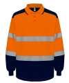 YK019 HVJ330 Yoko Two Tone Long Sleeve Polo Shirt Hi-vis Orange / Navy colour image