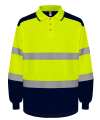 YK019 HVJ330 Yoko Two Tone Long Sleeve Polo Shirt Hi-Vis Yellow / Navy colour image