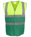 YK111 HVW122 Yoko Two Tone Waistcoat Yellow  / Paramedic Green colour image