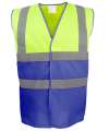 YK111 HVW122 Yoko Two Tone Waistcoat Yellow / Royal Blue colour image