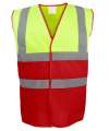 YK111 HVW122 Yoko Two Tone Waistcoat Yellow  / Red colour image