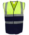 YK111 HVW122 Yoko Two Tone Waistcoat Hi-Vis Yellow / Navy colour image