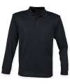 H478 Henbury Unisex Long Sleeve Coolplus® Piqué Polo Shirt Black colour image