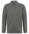 H478 Henbury Unisex Long Sleeve Coolplus® Piqué Polo Shirt Charcoal colour image