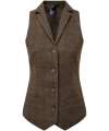 PR626 Premier Ladies Herringbone Waistcoat Brown colour image
