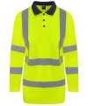 RX715 Pro RTX High Visibility Long Sleeve Polo Shirt Yellow  / Navy colour image