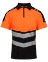 RG531 TRS281 Regatta High Visibility X-Pro Polo Shirt Black / Hi-vis Orange colour image
