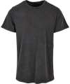 BY190 Acid washed round neck tee Black colour image