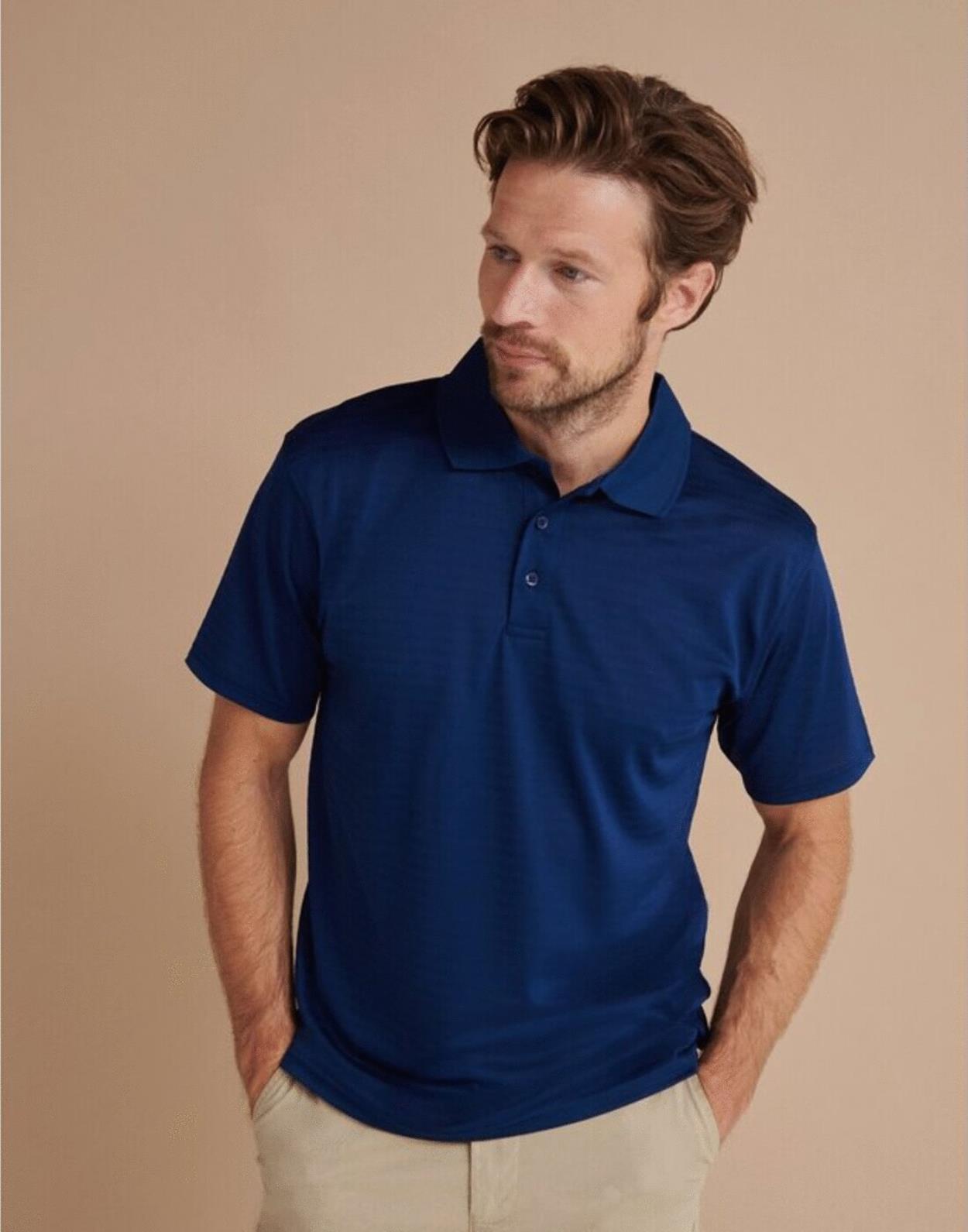 H473 Cooltouch Textured Stripe Polo Image 1