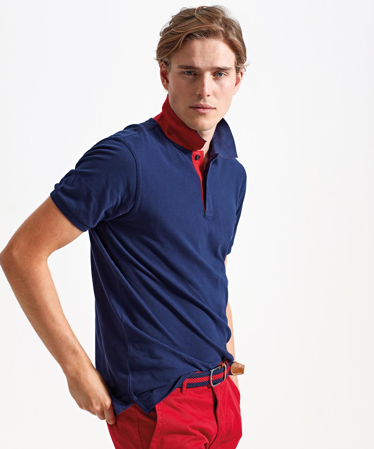 AQ012 Mens Classic Fit Contrast Polo Image 1