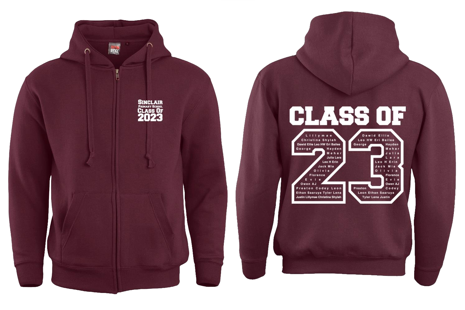 Sinclair LEavers 23 Adult Zip Hoodie