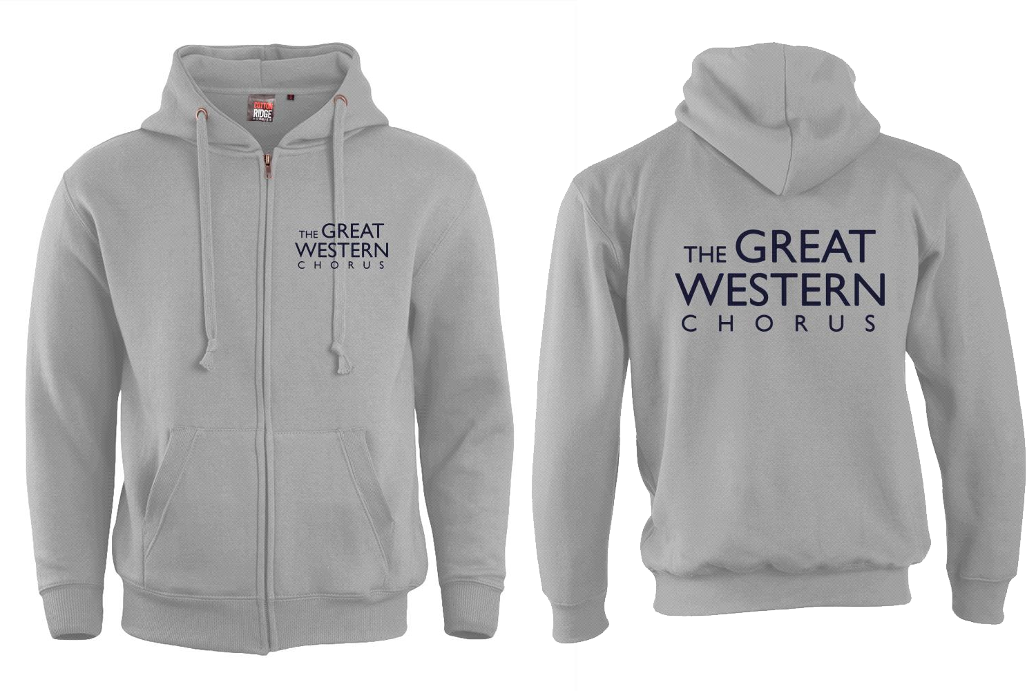 GWC Zip Hoodie with navy logo