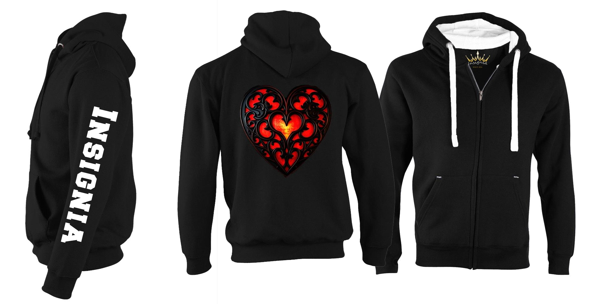 Fleece lines Heart Hoodie