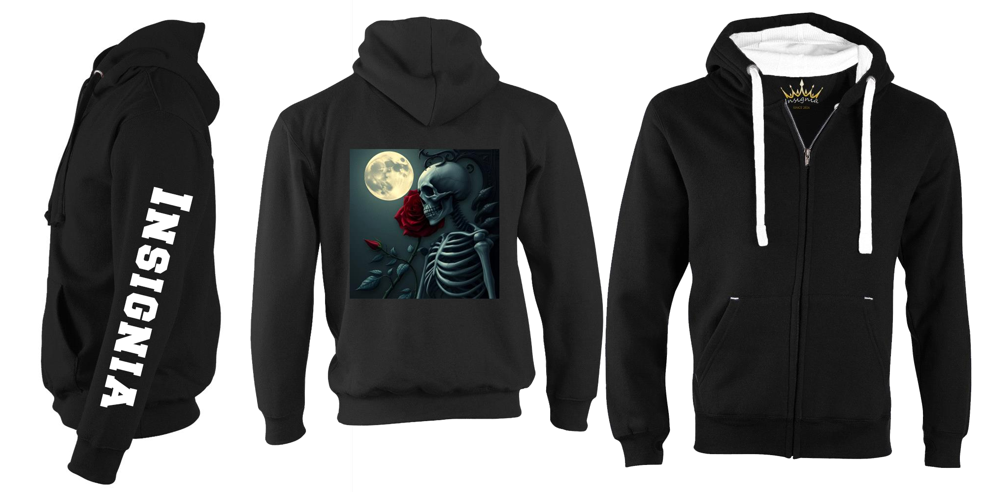 Fleece lined Moon and Rose Hoodie