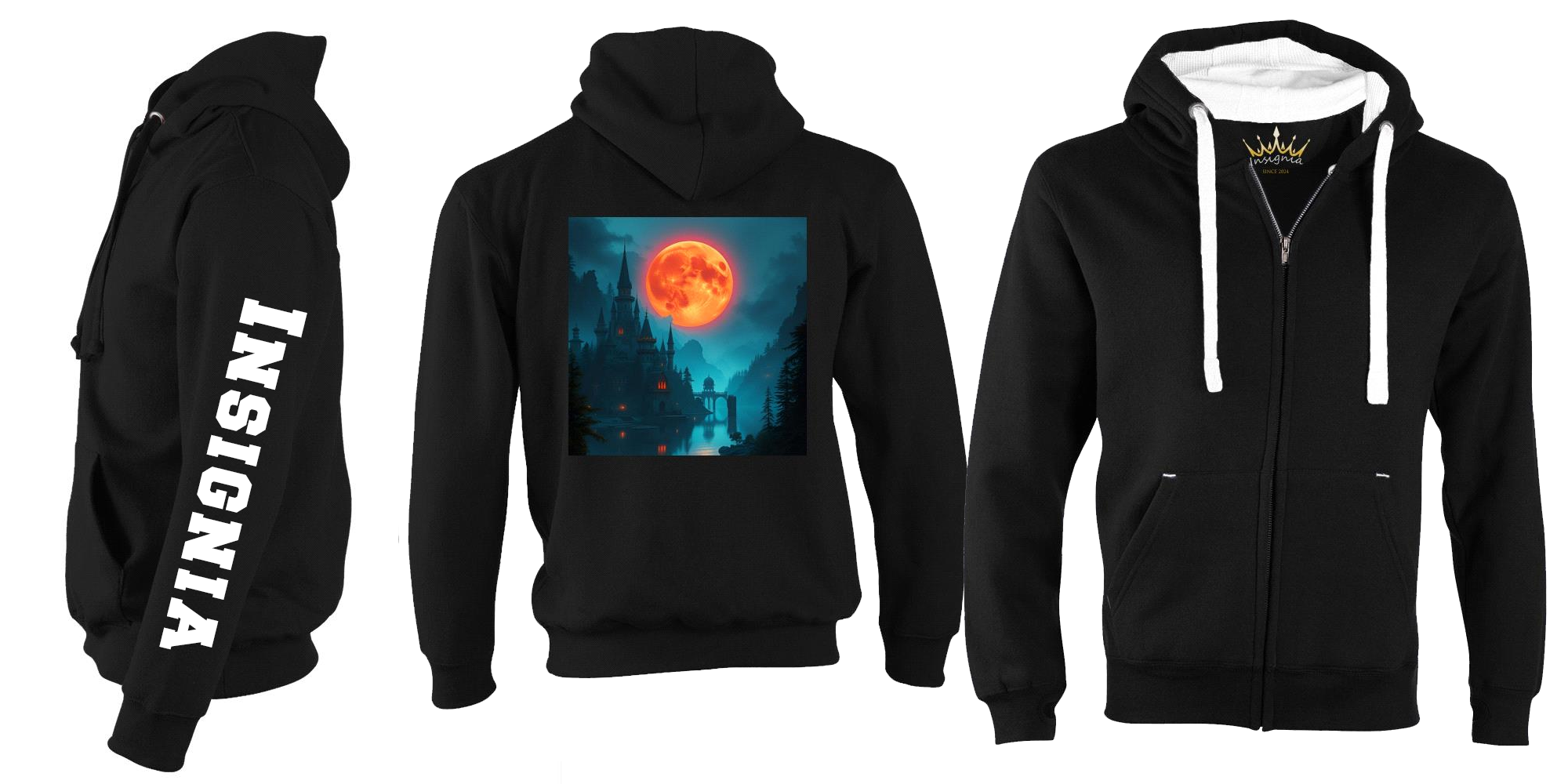 Premium Zipped Moon and castle Hoodie