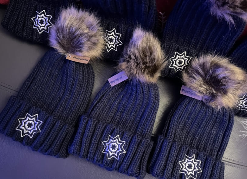 Embroidered beanies for Blue Light Card
