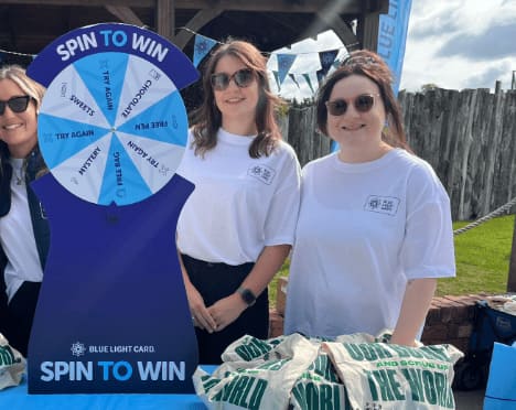 Blue Light Card branded t-shirts at event
