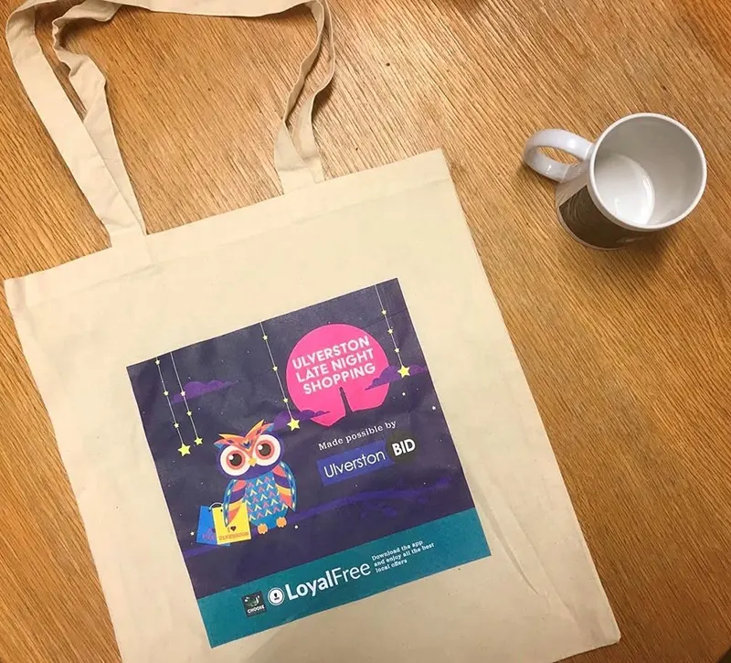 CMYK 4 colour process screen printed tote bags
