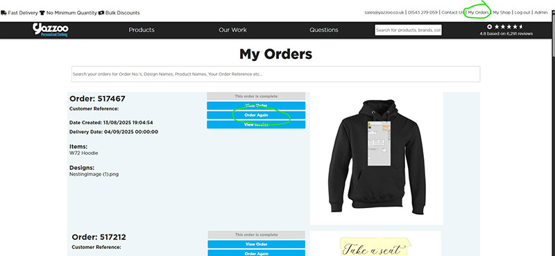 How can I order again
