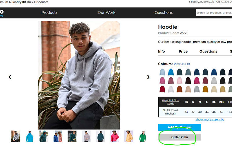 Order plain garments screenshot