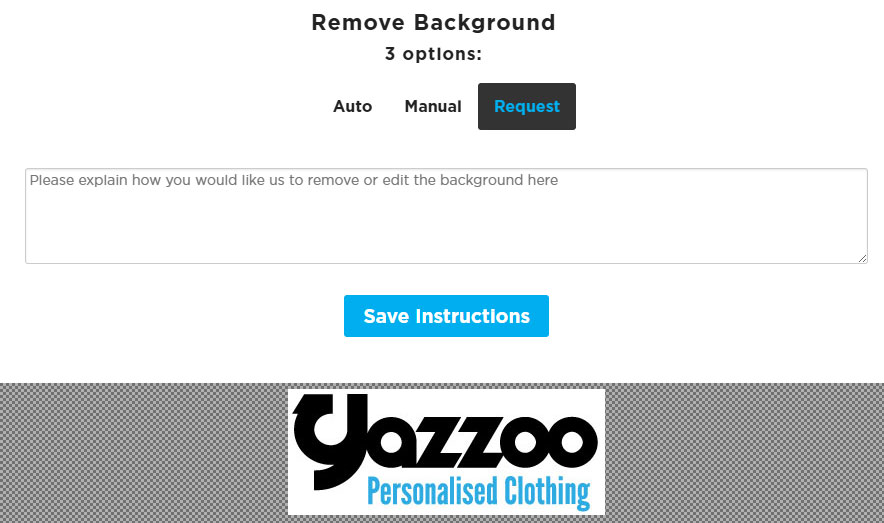 Request option for background removal with message box for instructions